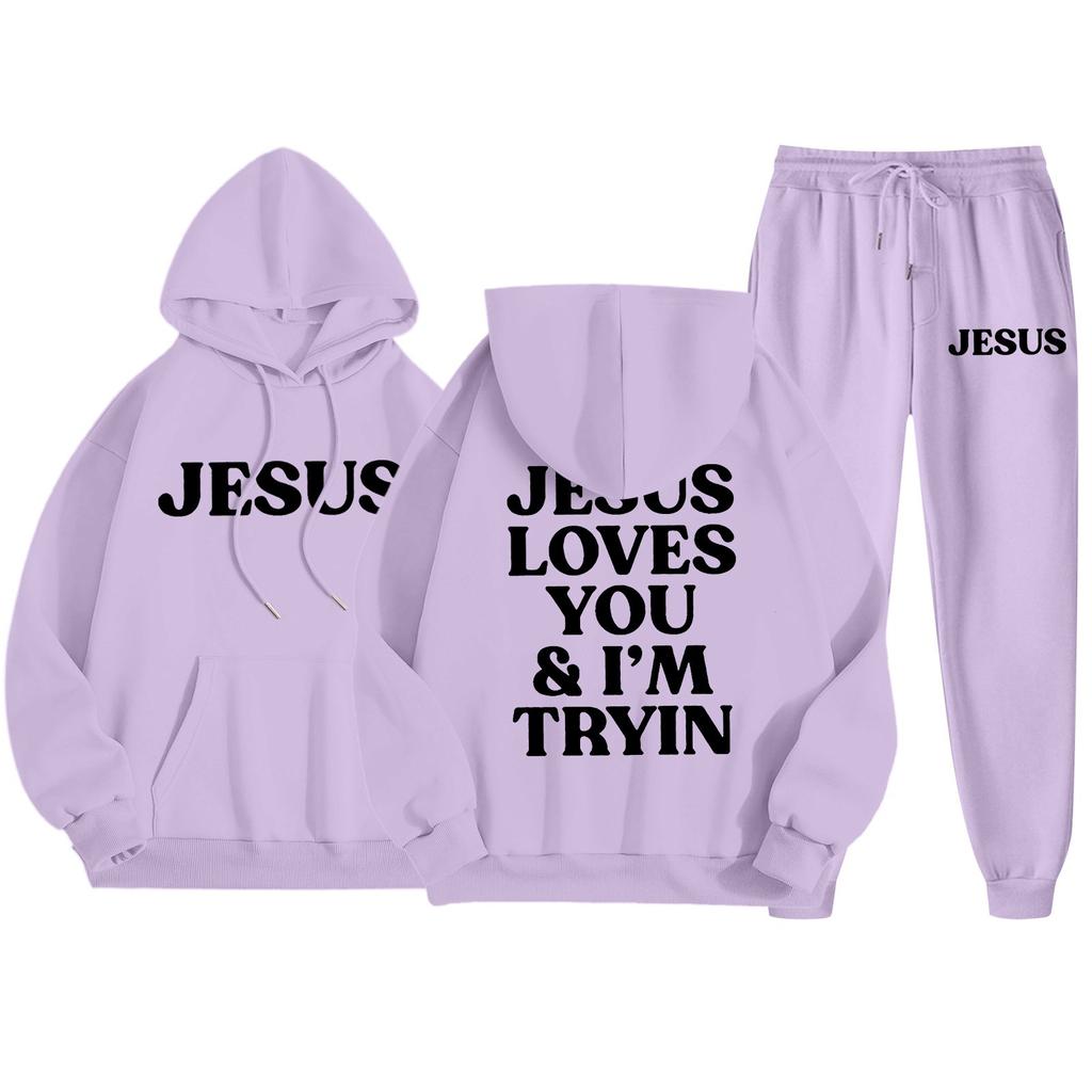 Men's Casual Solid Color Letter-printed Sweatshirt Set, Men's Fleece Hooded Drawstring Sweatshirt And Sweatpants Two-piece Set