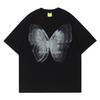Black Oversized T-Shirt Faded Grey Butterfly Unusual Original Text Minimal Stree