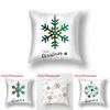 Premium Christmas Print Linen Pillow Cover Set For Cozy Holiday Decor In White