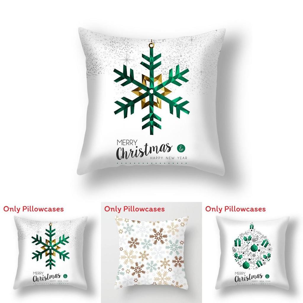 Premium Christmas Print Linen Pillow Cover Set For Cozy Holiday Decor In White