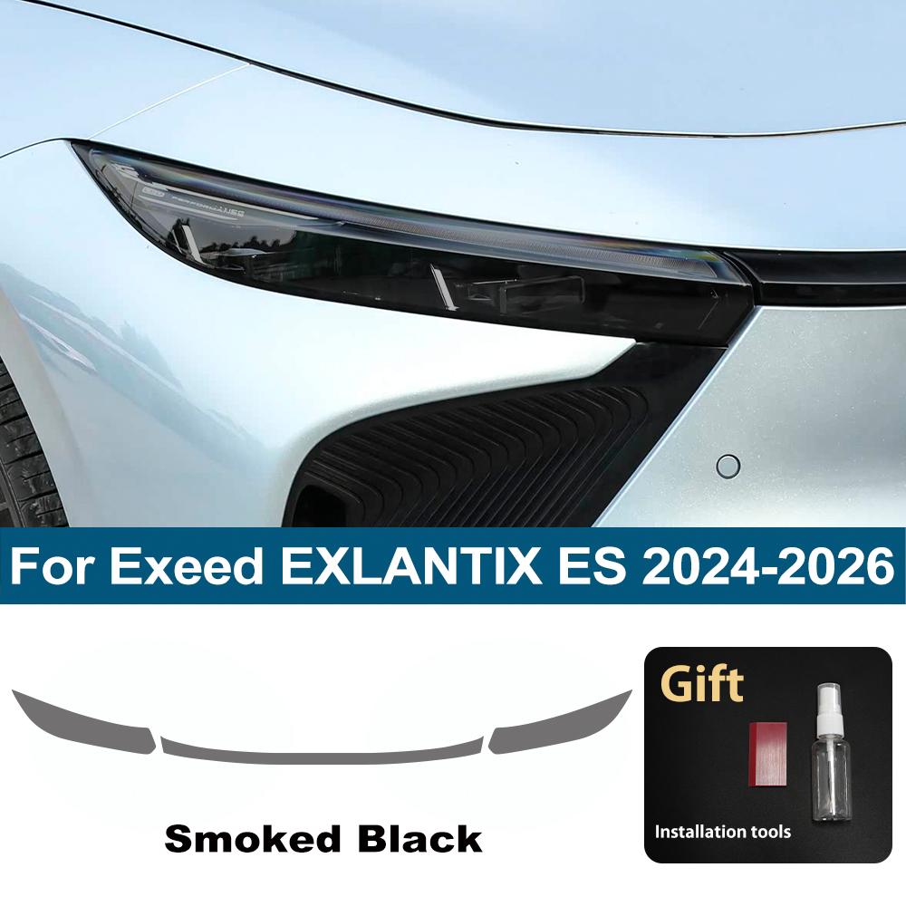 

For Exeed EXLANTIX ES 2026-2026 Smoke Black High-Gloss Pre-Cut TPU Headlight Protective Film PPF Anti-Scratch Vinyl Wrap Cover For 24-26 SMK