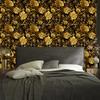 Golden Hibiscus Ochre Wallpaper, Soft Forms for Living Room and Bedroom 50x1000