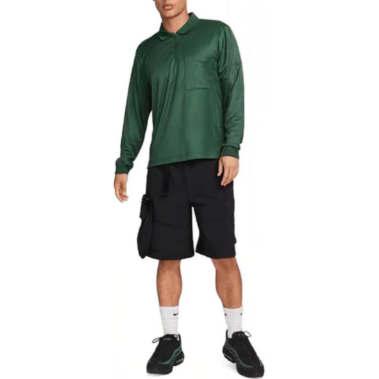 Nike Solid Color Letter Logo Print Pocket Half Zip Pullover Long Sleeve T-Shirt Men Tops Green FB7382-323