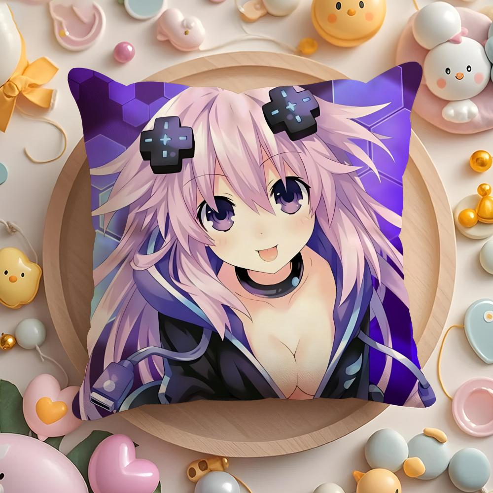 Hyperdimension Neptunia Cute Cushion Cover Home & Car Multi-Scene Pillow Cover - Reversible, Soft & Durable For Daily Use