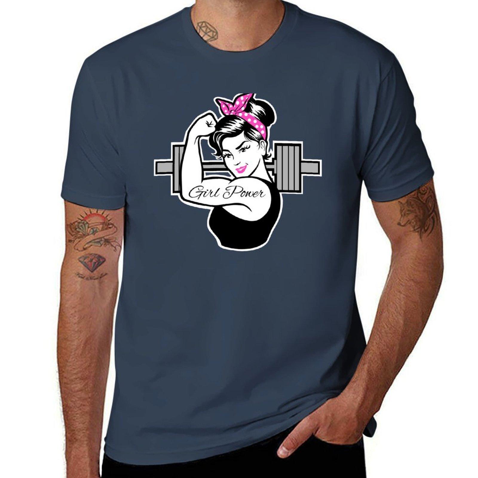 fitness girl girl power barbell girl weightlifting girl TShirt Tough Fabric Work Tee S