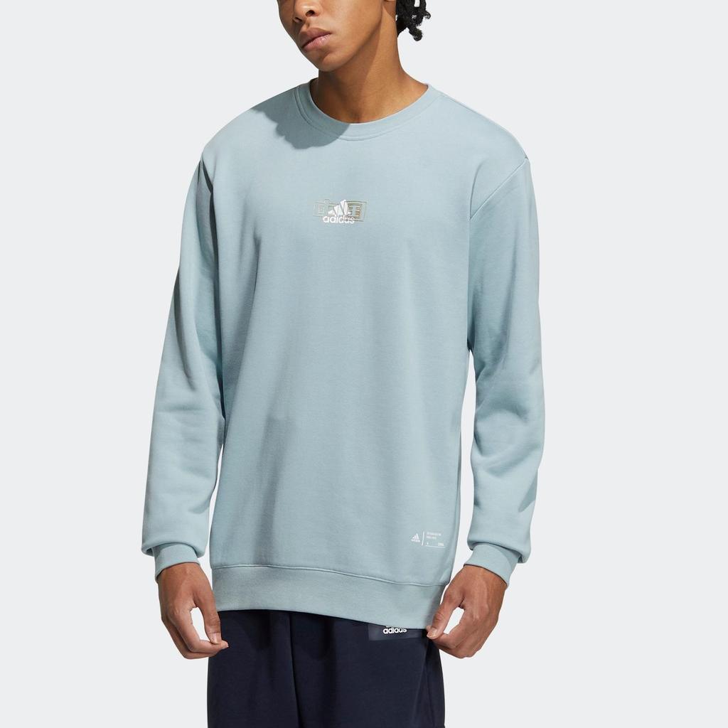 Adidas China Bos Brand Logo Print Crew Neck Pullover Long Sleeve Sweatshirt Daily Casual Comfort Outerwear Unisex Teal IB2754