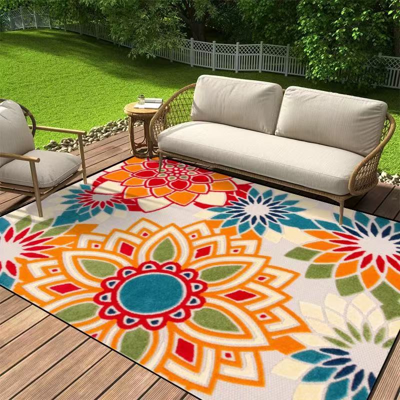 

Modern Simple Floral Carpet Outdoor Tent Carpet Room Decoration Mat Bedroom Anti-Slip Foot Mat Home Decoration 80*120cm