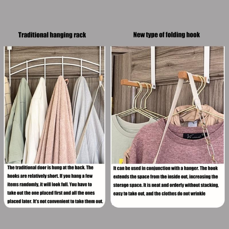 Innovative Foldable Over Door Hooks With Nonslip Protections Sturdy Wooden Hanger For Bathroom Bedroom Organization