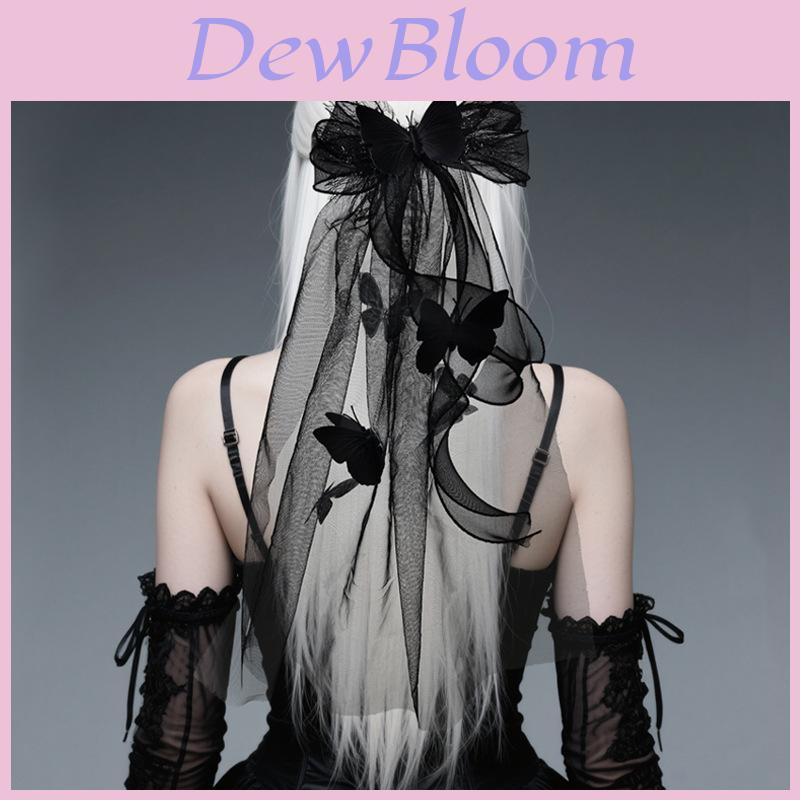 Dark Themed Butterfly Hair Clip With Mask And Diy Features For Halloween Parties
