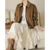Demana American Retro Contrast Trim High-Waisted Jacket