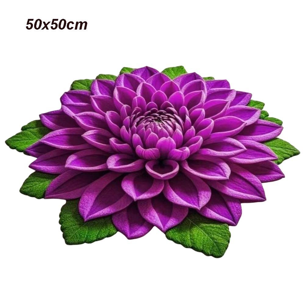 

Crystal Velvet 3D Flower Carpet Non-slip Bathroom Floor Mat New Peony Floor Mat Home Decor Purple-40