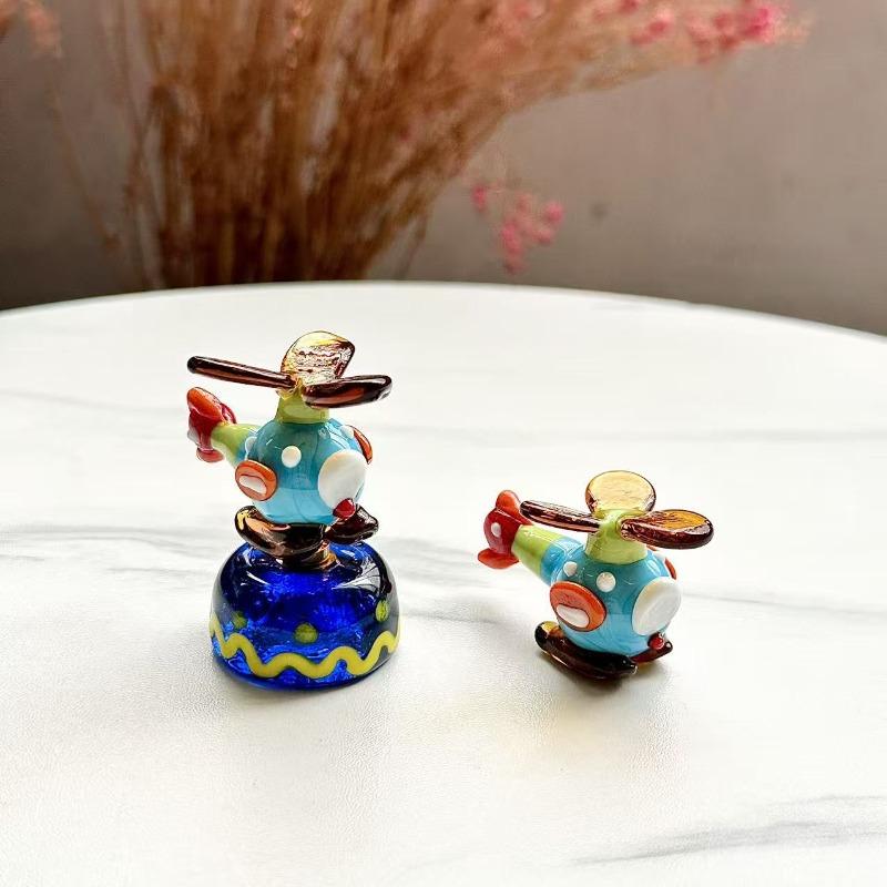 Kreativt Handgjort Glas Helikopter Mini Söt Dekoration Personlig Skrivbord Vardagsrum Små Saker Gåvogivning