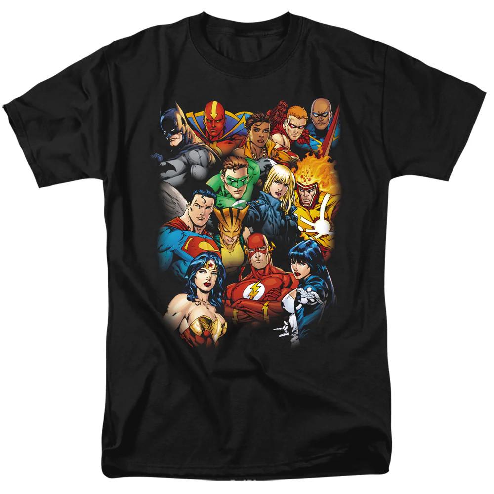 

Justice League Of America The Leagues All Here Mens T Shirt Black Officially Lic S