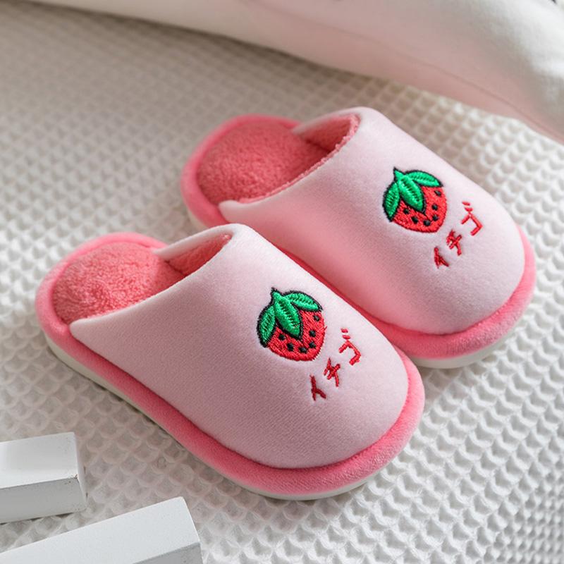 Children's Slippers Baby Non-Slip Shoes Cute Fruit Pattern Kids Cotton Slippers Winter Warm Home Footwear