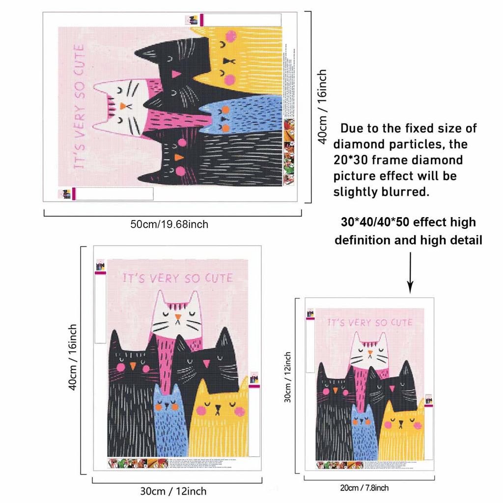 DIY Volledige Boor Diamant Schilderen Kit Schattig Veelkleurig Katten Patroon Creatieve Handgemaakte Canvas Kunst voor Huisdecoratie Wanddecoratie Cadeau