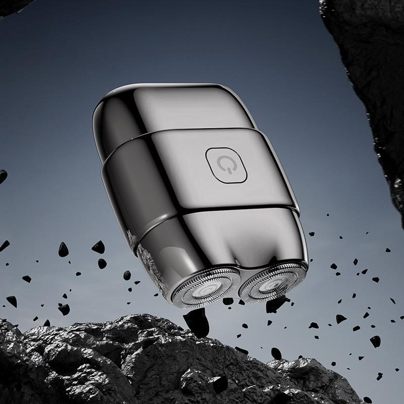 Men's Rechargeable Portable Electric Double-Head Shaver, Washable with Magnetic Blade.