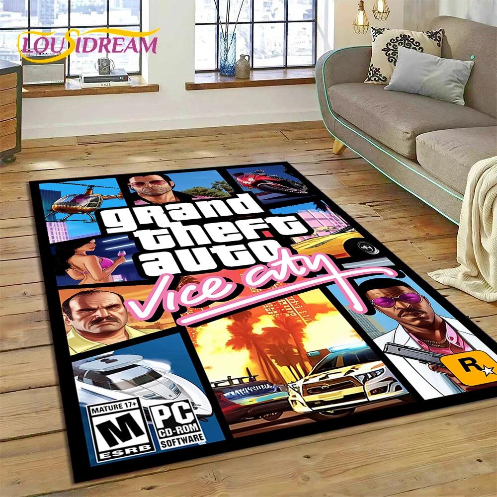 3D GTA Game Grand Theft Auto Gamer Rug Carpet for Living Room Bedroom Home Decor,Floor Mat Non-slip Decoration for Sofa Doormat