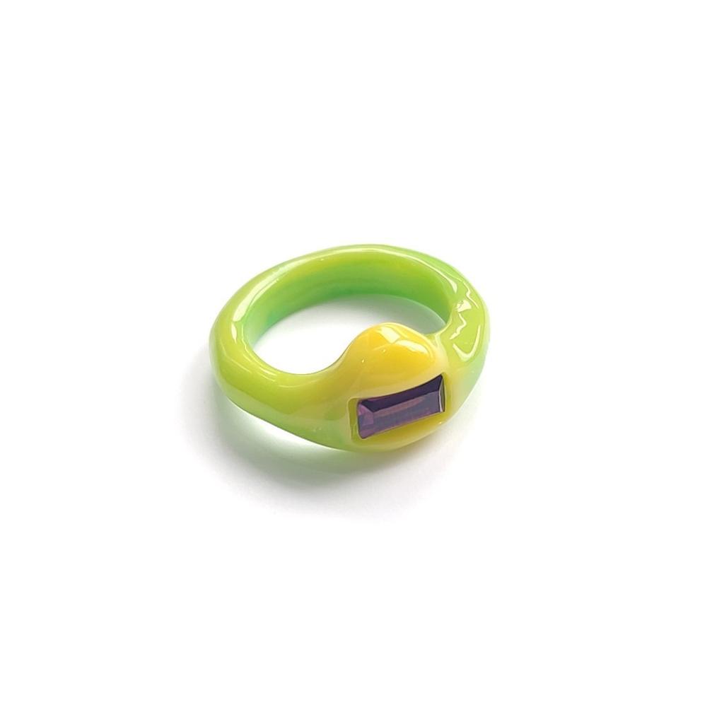 Aesthetic Candy Fun Resin Acrylic Imitated Crystal Geometric Round Classic Open Ring Fashion Irregular Rings Women Men Jewelry