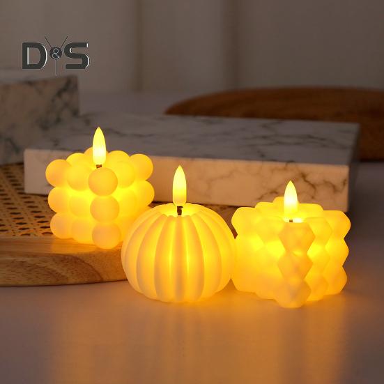 Magic Bubble Candle Light Battery Operated Flickering Flameless LED Square Pumpkin Fake Candle for Festival Party Atmosphere