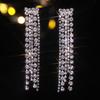 Mochka Luxury Zircon Inlaid Tassel Earrings for Women – Shiny Rhinestone Studs, Trendy Fashion Jewelry
