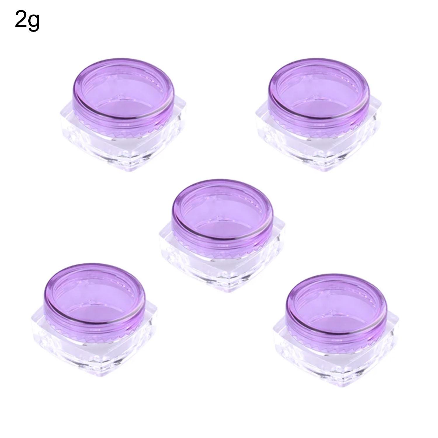 

5 шт. 2 г 3 г Пустые Маленькие Цветные Крышки Прозрачные Пластиковые Косметические Банки-Контейнеры с Крышками для Крема для Лица Бальзама для Губ Дорожные 2g Purple