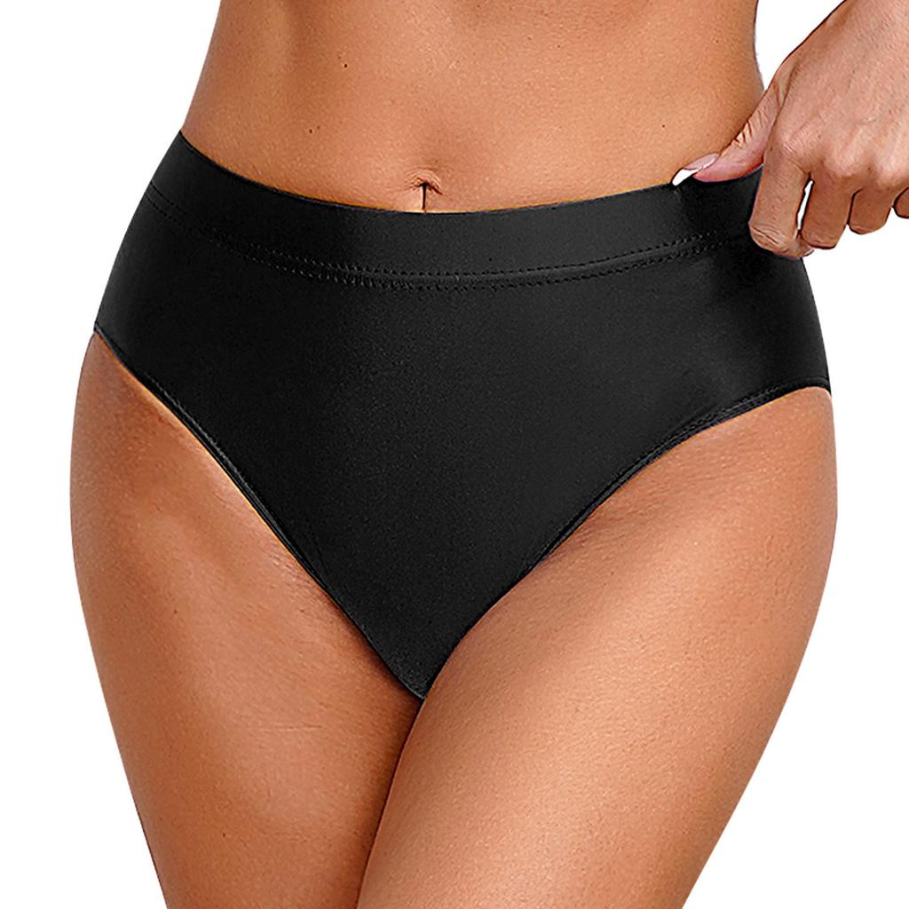Womens Shiny Solid Color Briefs High Stretch Elastic Waistband Underwear