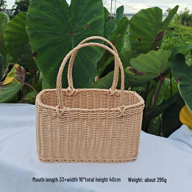 Rattan Woven Handbag - Fruit & Picnic Basket