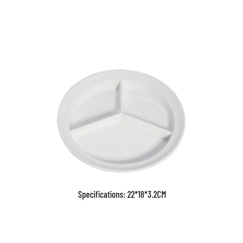 Commercial White Melamine 3-Compartment Dinner Plate