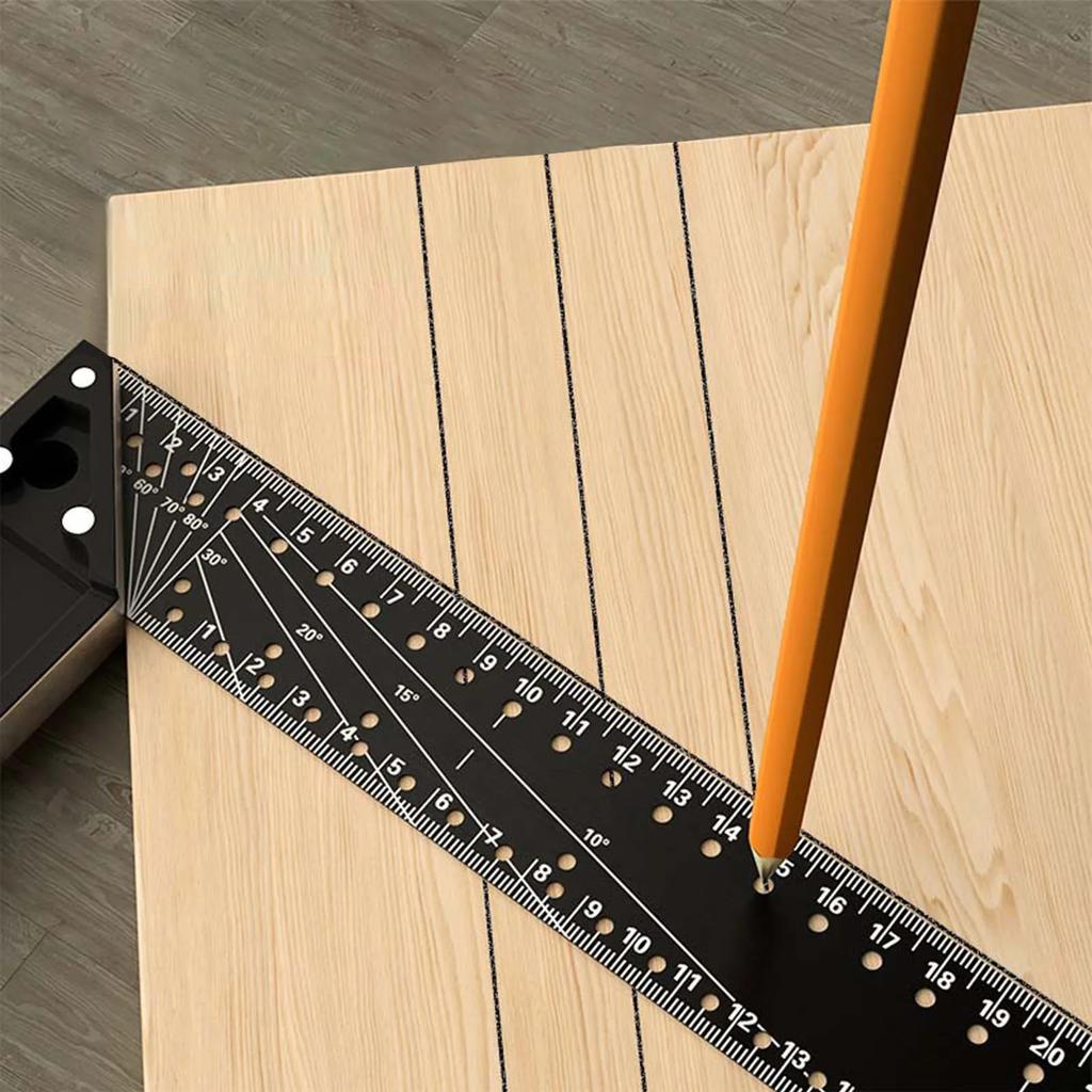 Right Angle Ruler Lightweight  Combination 12in 45 90 Degree Multi Angle Measuring Ruler Non Fall Off for Woodworking