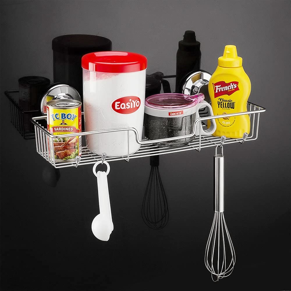 SANNO Shampoo Shower Bathroom Shampoo Wall Mounted Storage Wire Vacuum Strong Suction Set of Stainless Steel 2 Rack, Rack, Rack, Holder, Rack, Basket,