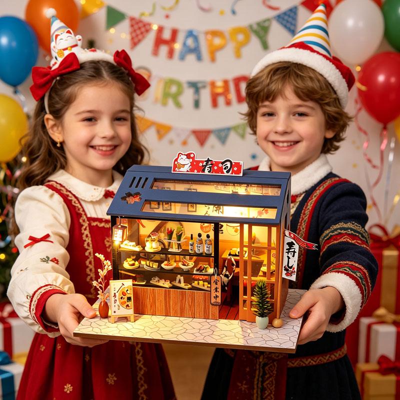 Casa Diy Casa de Muñecas Miniatura de Madera Casa Pequeña Kit Rompecabezas 3D Ensamblaje Juguetes de Construcción Con Muebles Luces LED Regalos para Casa de Muñecas