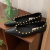 Fashion Trendy Rivet Women Flat Shoes 2025 New Fashion Soft Female Slip On Shoes Elegant Shallow Mouth Pointed Toe Ladies Flat Shoes