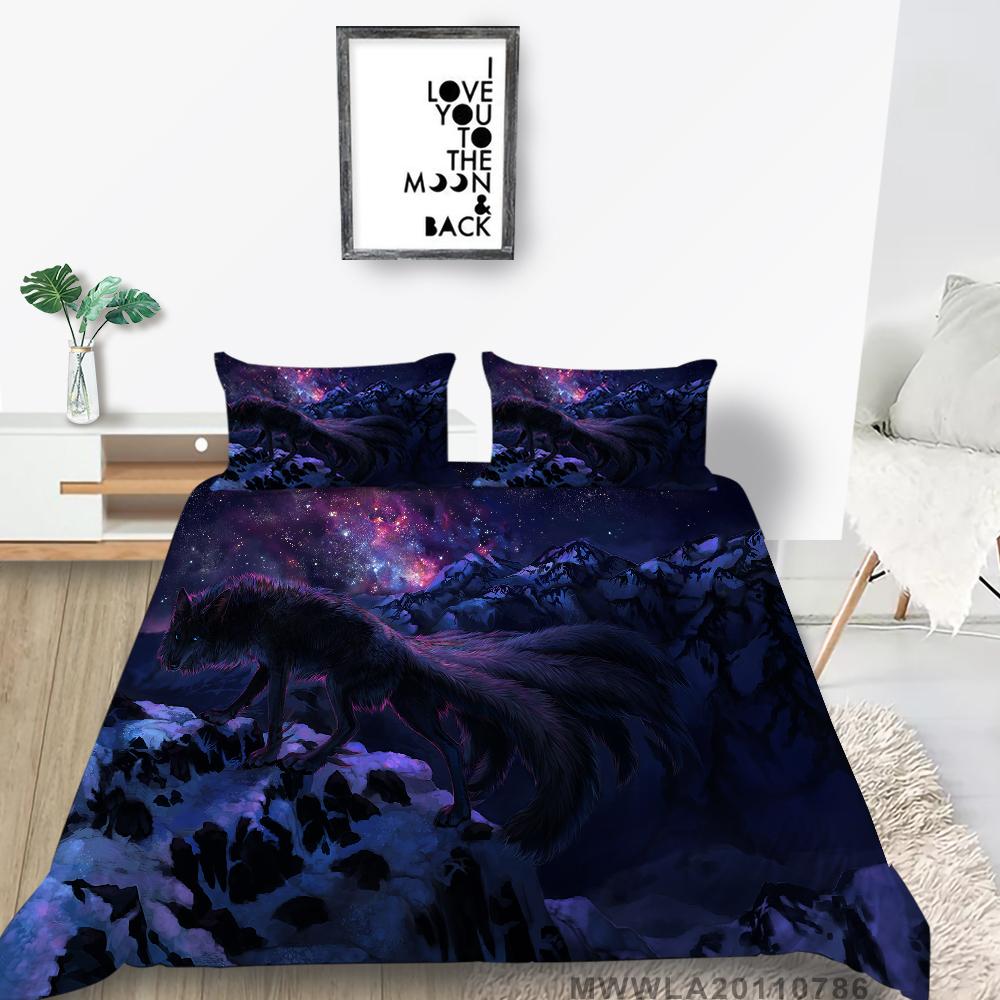Duvet Cover Set with Pillowcase Wolf Painting Luxury Home Bed Clothes Unique Design Cool Bedding Cover Suit Fashionable