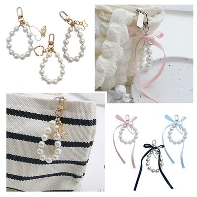 Elegant Ballet Inspired Ribbon Bowknot/Butterfly/Heart Beaded Keychain Stylish Keyring Accessory for Fashion Lovers