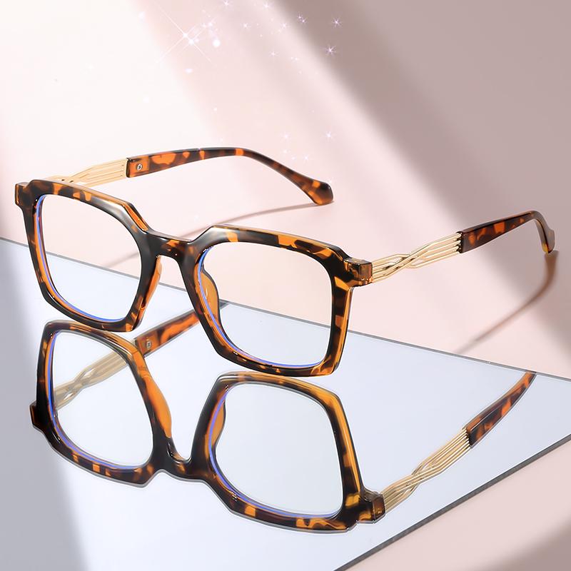 Retro Black Frame Blue Light Glasses, Gold Twisted Legs Design, Clear Lens Computer Eyewear for Men & Women Eye Protection