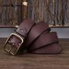 Cinturón de Trabajo Retro Hecho a Mano para Hombre, Hecho de Cuero Vacuno Puro de Flor Entera con Hebilla de Cobre, Cuero Genuino para Jeans