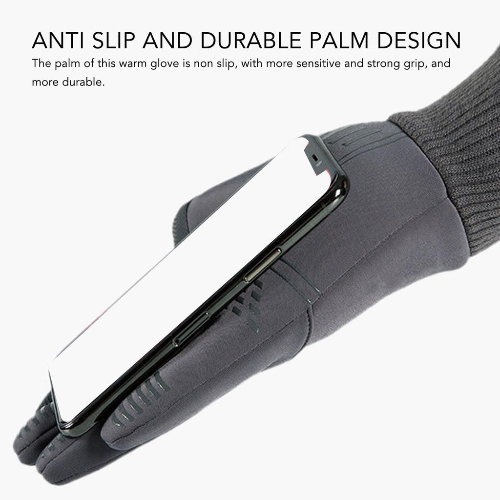 Winter Waterproof Gloves Touch Screen Warm Gloves Non Slip Full Finger Insulated Glove for Cycling Mountaineering Gray XL