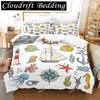Anchor Duvet Cover Set,Nautical Classic Colors And Anchors Simplistic Design Sailor Ship Polyester Fashion Bedding Set