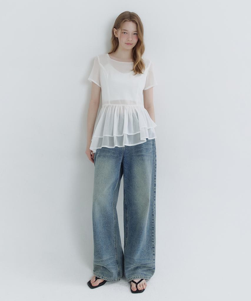 MICANE Elira Shorts Sleeve Tiered Blouse-Tie Set