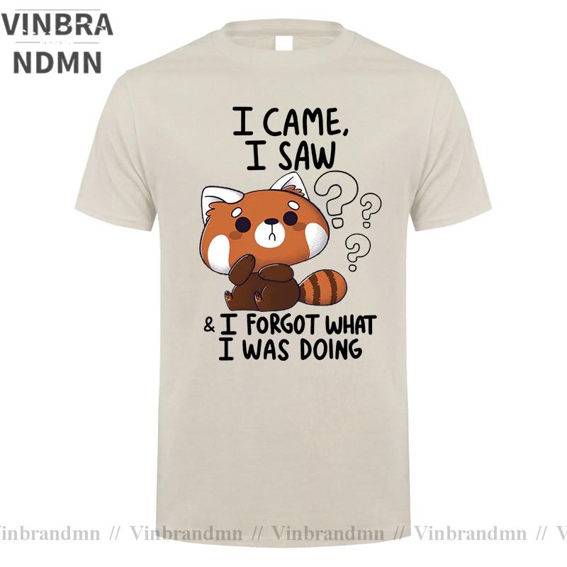 Funny Red Panda T Shirts Humor Cartoon Raccoon I Came I Saw I Forgot What I Was Doing Tshirt Streetwear Hip Hop Harajuku Tshirt