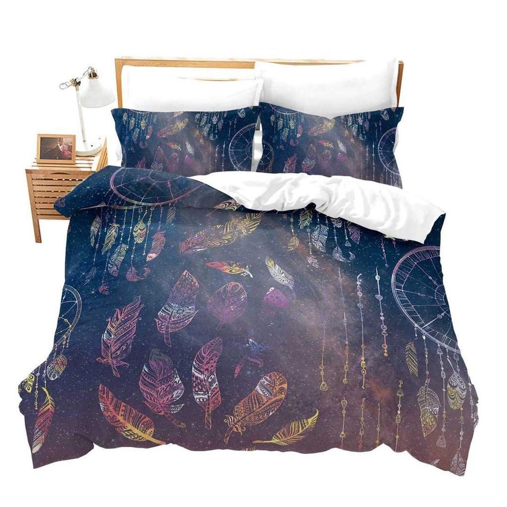 Cartoon Dreamcatcher Duvet Cover Set Single King Feather Bedding Set Microfiber Bohemian Comforter Cover For Girls Women Room