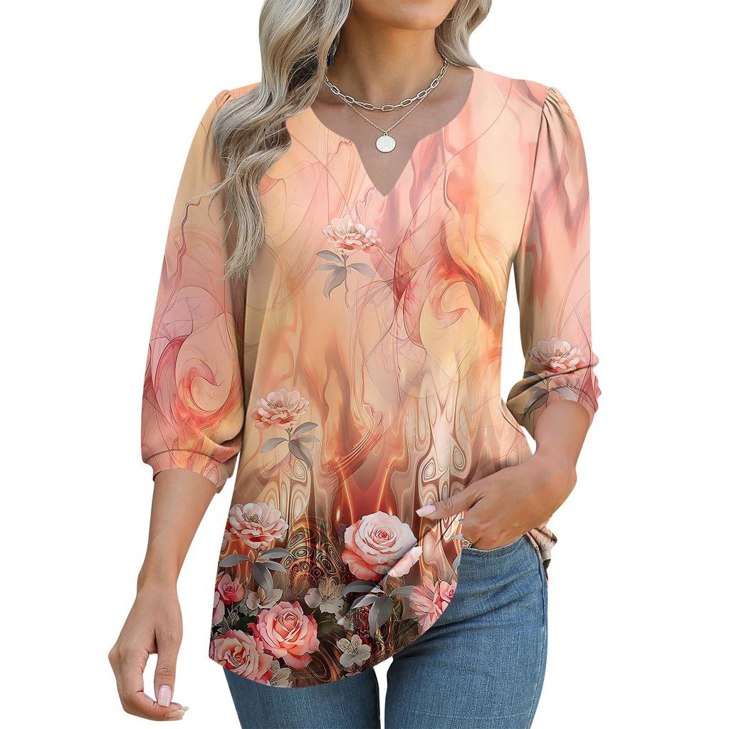 Women's 3/4 Sleeve Shirts Graphic Tees Shirts Casual Basic Tops Pullovers