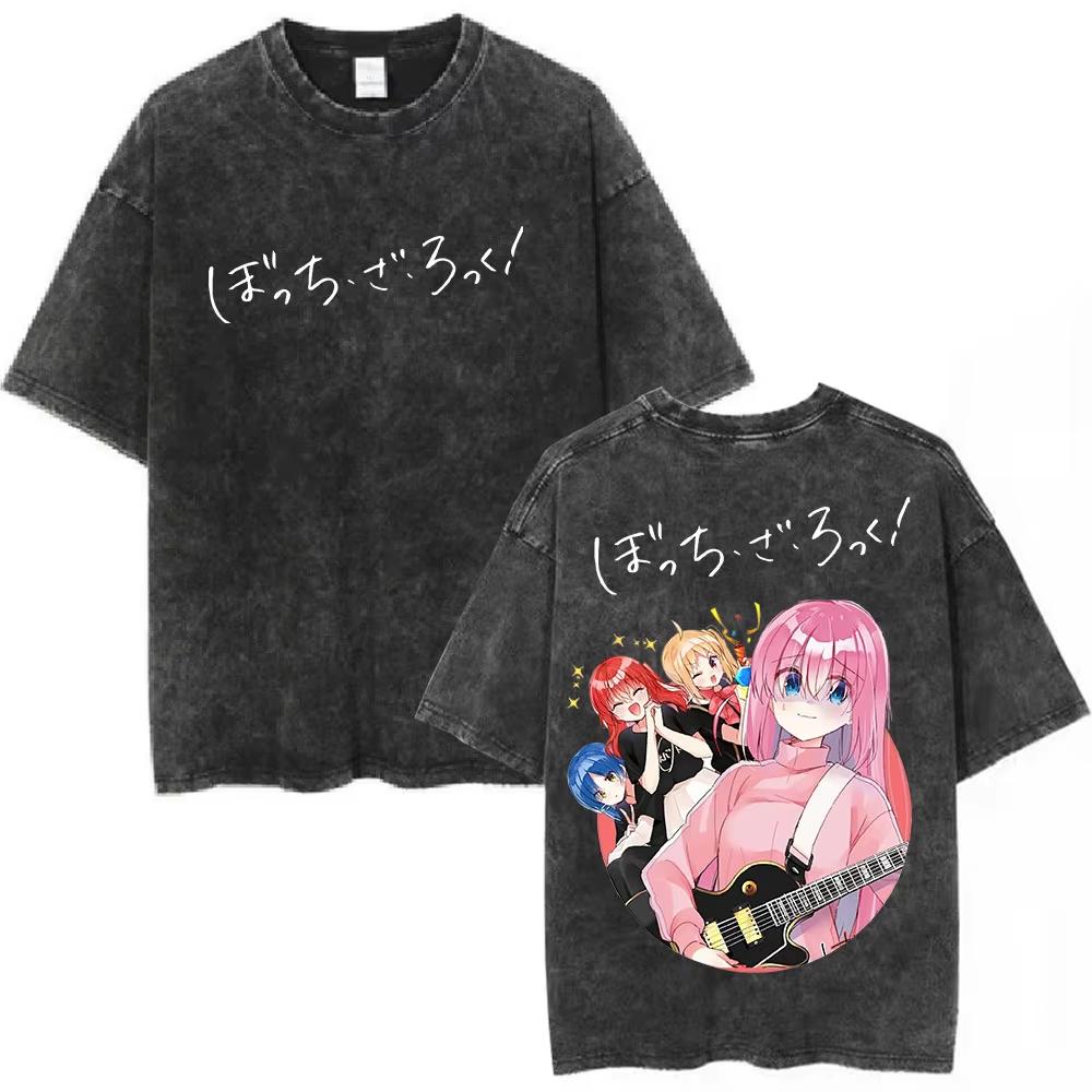 2026 Estate Saldo Estivo Vintage Lavato Anime Bocchi The Rock Gotoh Hitori Kessoku Band Maglietta Uomo Donna Maglietta Oversize Vintage