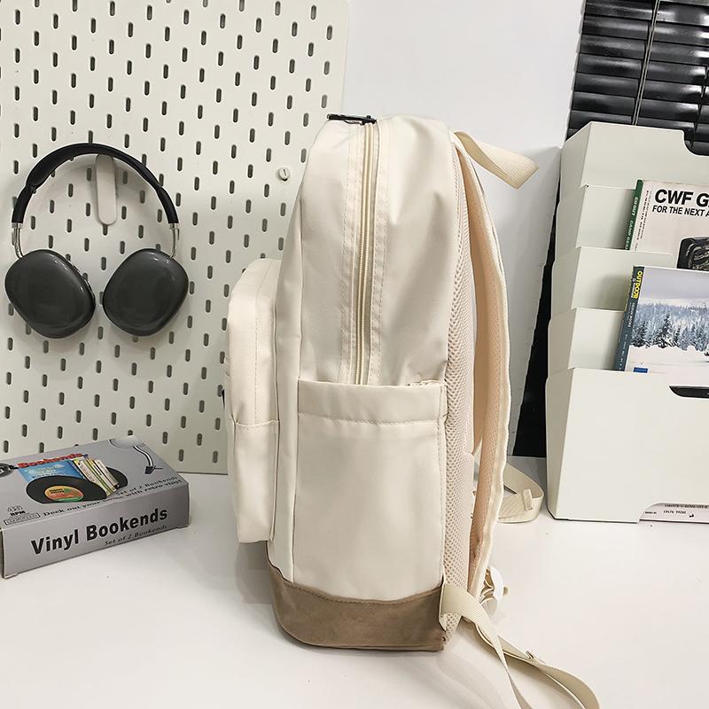 Women's Color Block Backpack Student School Bag Men's Lightweight Large Capacity Travel Backpack