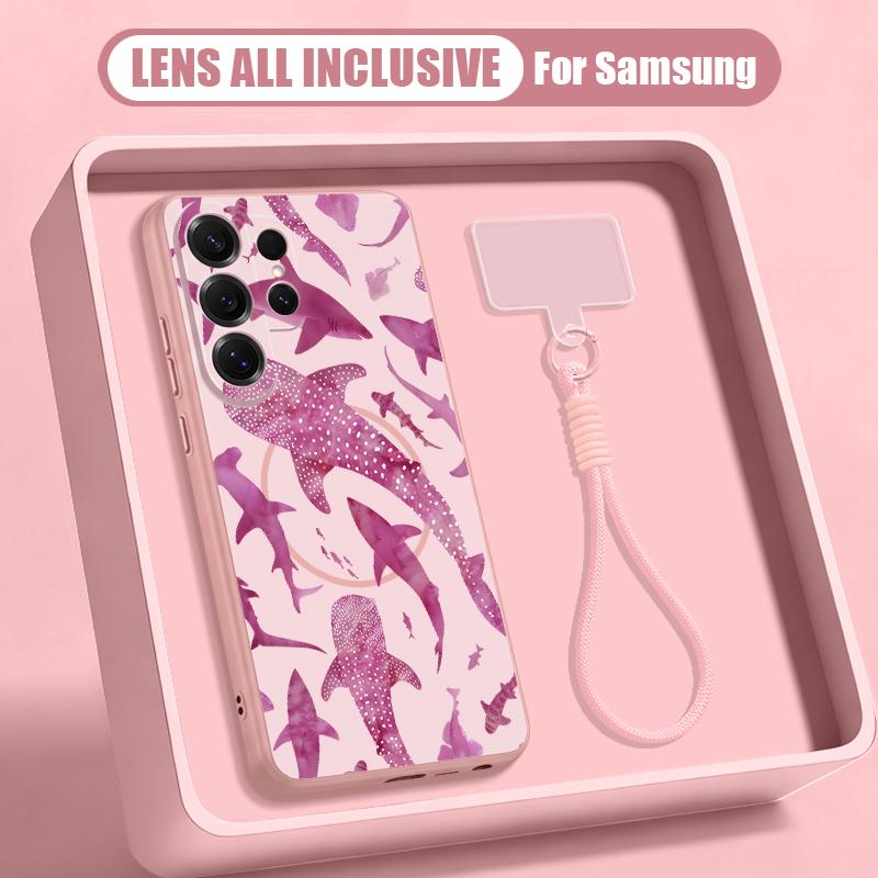 Coastline Fish Conch Pattern Case For Samsung S26 Ultra S25 FE S24 S24 Plus A57 A37 A17 A56 A36 A16 A55 A35 A15 A54 5G Hybrid Magnetic Matte Cover