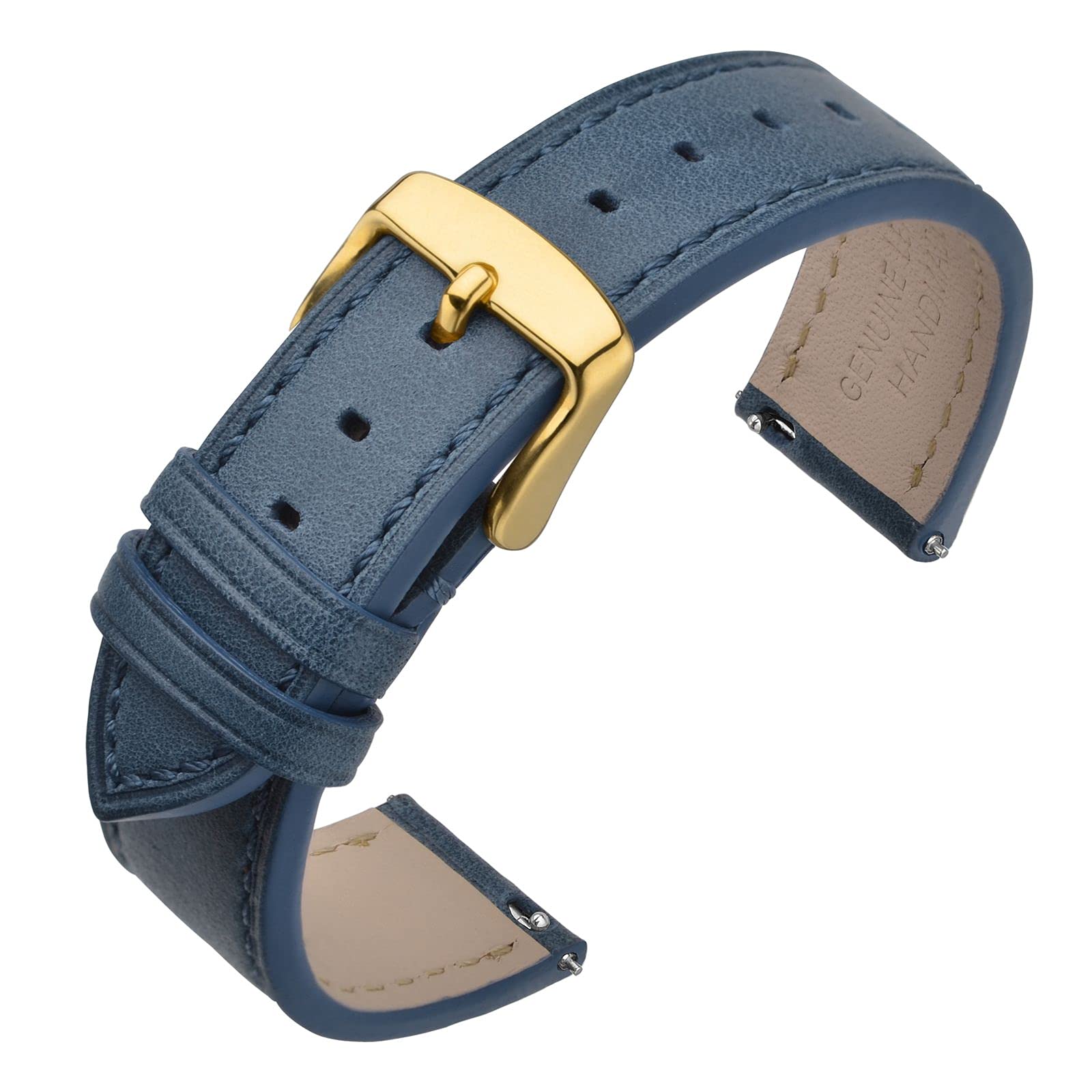 

ANNEFIT Leather Quick-Release Replacement Watch Band 0.67/0.7/0.75/0.79/0.83/0.87 inches (17/18/19/20/21/22 mm), Leather Stainless Steel 21mm