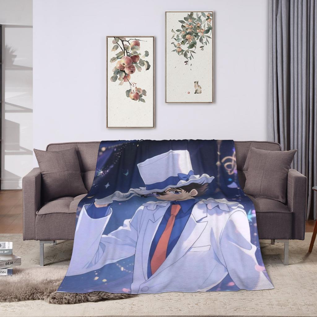 Detective Conan Blanket Coral Fleece Plush Spring Autumn Multi-function Super Soft Throw Blankets for Sofa Bedroom Bedspread