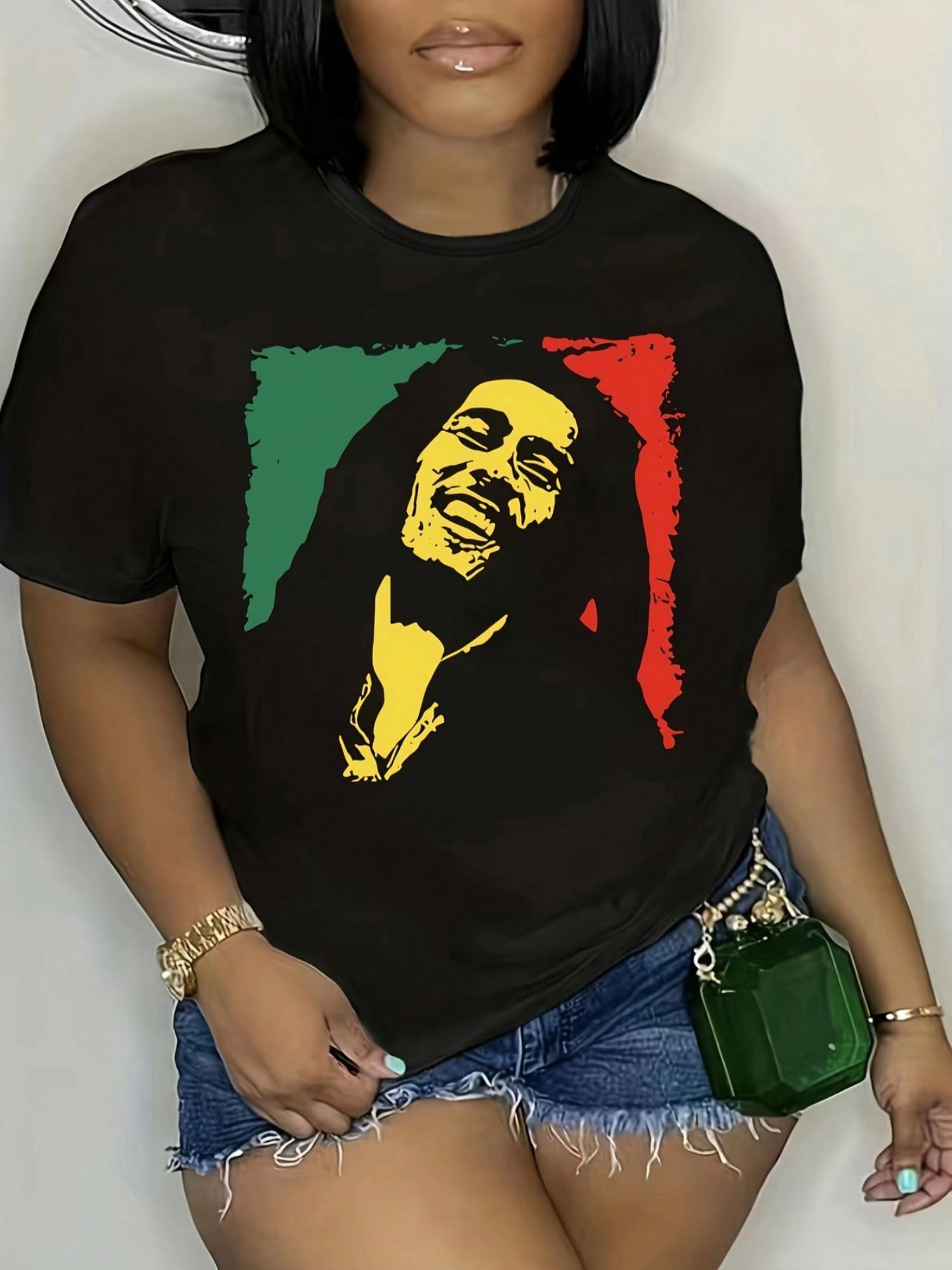 Bob Marley Rasta Flag Portrait T-shirt S