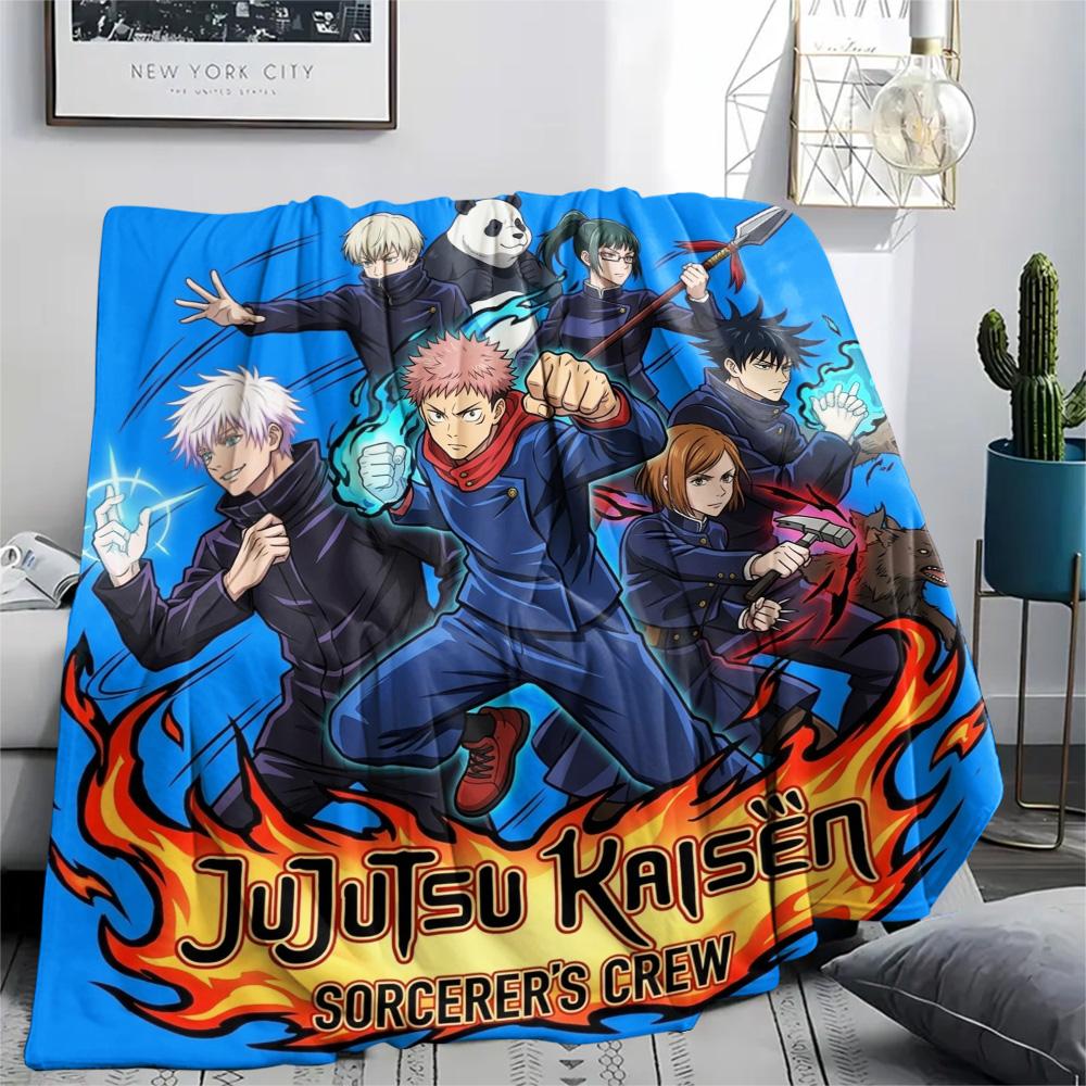 1PC Jujutsu Kaisen Patterned Flannel Blanket Suitable For All Seasons For Home Decor Warmth And Comfort Gifts Holiday Present