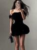 2025 One-Shoulder Strapless Dress with Bow & Sequin Waist